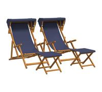 vidaXL Lettino 4 pcs 3 Posizione Legno di Eucalipto Massello Blu