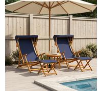 vidaXL Lettino 4 pcs 3 Posizione Legno di Eucalipto Massello Blu