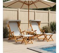 vidaXL Lettino 4 pcs 3 Posizione Legno di Eucalipto Massello Crema