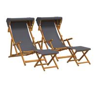 vidaXL Lettino 4 pcs 3 Posizione Legno di Eucalipto Massello Grigio
