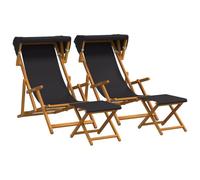 vidaXL Lettino 4 pcs 3 Posizione Legno di Eucalipto Massello Nero