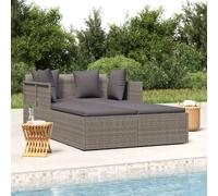 Lettino con Cuscini Grigio 182x118x63 cm in Polyrattan