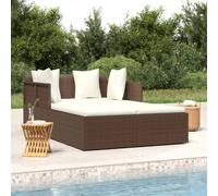 vidaXL Lettino con Cuscini Marrone 182x118x63 cm in Polyrattan