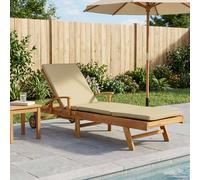 vidaXL Lettino con Cuscino 100% Poliestere Teak Solido