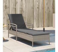 vidaXL Lettino con Cuscino Grigio Chiaro 63x200x81 cm in Polyrattan