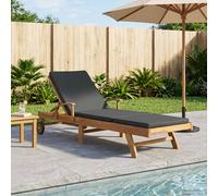 vidaXL Lettino con Cuscino Legno di teak solido Marrone e grigio scuro