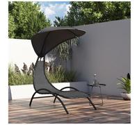 VIDAXL - Lettino con Tettuccio Grigio Scuro 167x80x195cm Tessuto Acciaio