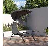 VIDAXL - Lettino con Tettuccio Grigio Scuro 167x80x195cm Tessuto Acciaio