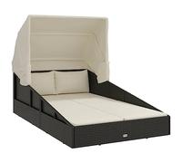 vidaXL Lettino con Tettuccio Pieghevole Nero 200x114x128 cm Polyrattan