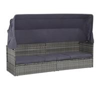 Lettino da giardino con tettuccio grigio 205x62 cm polyrattan