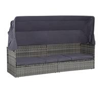 vidaXL Lettino da Esterno con Tettuccio Polyrattan 200x62x124cm Grigio Sdraio