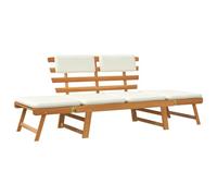vidaXL Lettino da giardino 2 in 1 con cuscino in legno di acacia massiccio, 190 cm