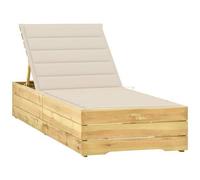VIDAXL - Lettino da Giardino con Cuscino Crema Legno Pino Impregnato