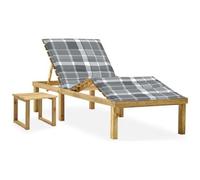 VIDAXL - Lettino da Giardino con Tavolino Cuscino Legno Pino Impregnato