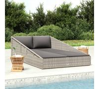 vidaXL Lettino da Giardino Sdraio da Esterni Prendisole per Bordo Piscina Arredo da Giardino Arredamento da Esterni Grigio 110x200 cm in Polyrattan