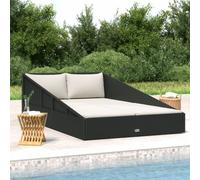 vidaXL Lettino da Giardino Nero 110x200 cm in Polyrattan