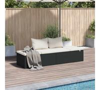 vidaXL Lettino da Giardino Nero 195x60 cm in Polyrattan