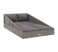 vidaXL Lettino da Giardino Sdraio da Esterni Prendisole per Bordo Piscina Arredo da Giardino Arredamento da Esterni Grigio 110x200 cm in Polyrattan