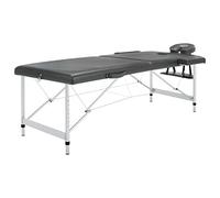vidaXL Lettino da Massaggio a 2 Zone Telaio Regolabile Antisettico Tavolo Terapia Massaggiatore Shiatzu Reiki in Alluminio e Similpelle Antracite