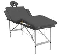 vidaXL Lettino da Massaggio a 4 Zone Telaio Regolabile Antisettico Tavolo Terapia Massaggiatore Shiatzu Reiki in Alluminio e Similpelle Antracite