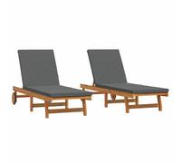 vidaXL Lettino da sole 2 pcs Marrone 65 x 199 x 84 cm, Chaise Lounge Regolabile, Arredo Giardino Moderno, Divano Esterno Durevole, Sdraio Relax Multiposizione