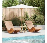 vidaXL Lettino da sole 2 pcs Marrone Legno di Acacia Massello