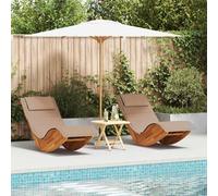 vidaXL Lettino da sole 2 pcs Marrone Legno di Acacia Massello