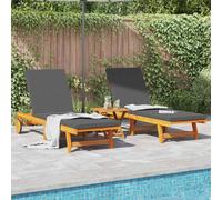 vidaXL Lettino da sole 2 pcs Marrone Legno di Acacia Massello