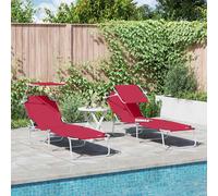 vidaXL Lettino da sole 2 pcs Rosso 58 x 188 x 77cm Poliestere