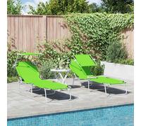 vidaXL Lettino da sole 2 pcs Verde 58 x 188 x 77cm Poliestere