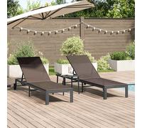 vidaXL Lettino da Sole 3 pz polyrattan Marrone