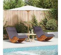 Lettino da sole 2 pcs Marrone Legno di Acacia Massello