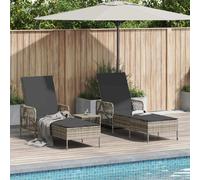 vidaXL Lettino da sole 3 pcs Grigio chiaro e grigio scuro polyrattan