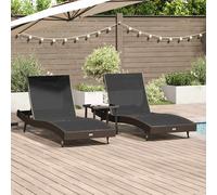 vidaXL Lettino da sole 3 pz polyrattan Marrone