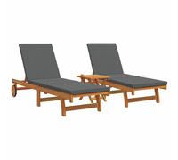 vidaXL Lettino da sole 3 pcs Marrone Legno di Acacia Massello