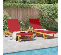 vidaXL Lettino da sole 3 pcs Marrone Legno di Acacia Massello