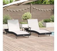 vidaXL Lettino da sole 3 pz polyrattan Nero e Bianco