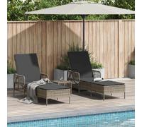 Lettino da sole 3 pcs Grigio e Grigio Scuro 55 x 200 x 92 cm