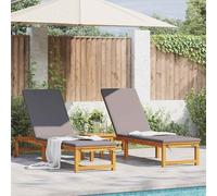 vidaXL Lettino da sole con cuscino 2 pcs Marrone 53 x 202 x 89cm