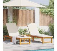 vidaXL Lettino da sole con cuscino 2 pcs Marrone 53 x 202 x 89cm