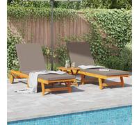 vidaXL Lettino da sole con cuscino 2 pcs Marrone 63 x 199 x 85cm
