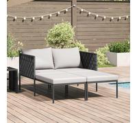 vidaXL Lettino da Sole con cuscino Antracite 153 x 115 x 69.5 cm