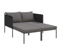 vidaXL Lettino Prendisole Contemporaneo con Cuscini Grigi per Rilassamento e Comfort all'Aperto | Struttura in Acciaio Capacità per 2 Persone Ideale per Mobili Balcone Giardino