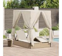 vidaXL Lettino da sole doppio Beige 205 x 129 x 200 cm polyrattan