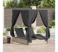 vidaXL Lettino da sole doppio Grigio chiaro 205 x 129 x 200 cm