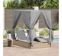 Lettino da sole doppio Grigio 205 x 129 x 200 cm polyrattan