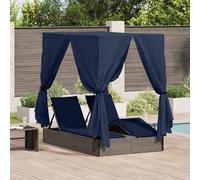 vidaXL Lettino da sole doppio Nero 205 x 129 x 200 cm polyrattan