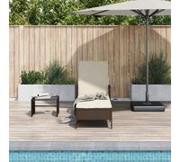 vidaXL Lettino da sole polyrattan Marrone e Bianco Crema