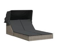 vidaXL Lettino Doppio con Baldacchino e Cuscini Grigio in Polyrattan