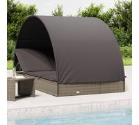 vidaXL Lettino Doppio Tetto Rotondo Grigio 211x112x140 cm Polyrattan